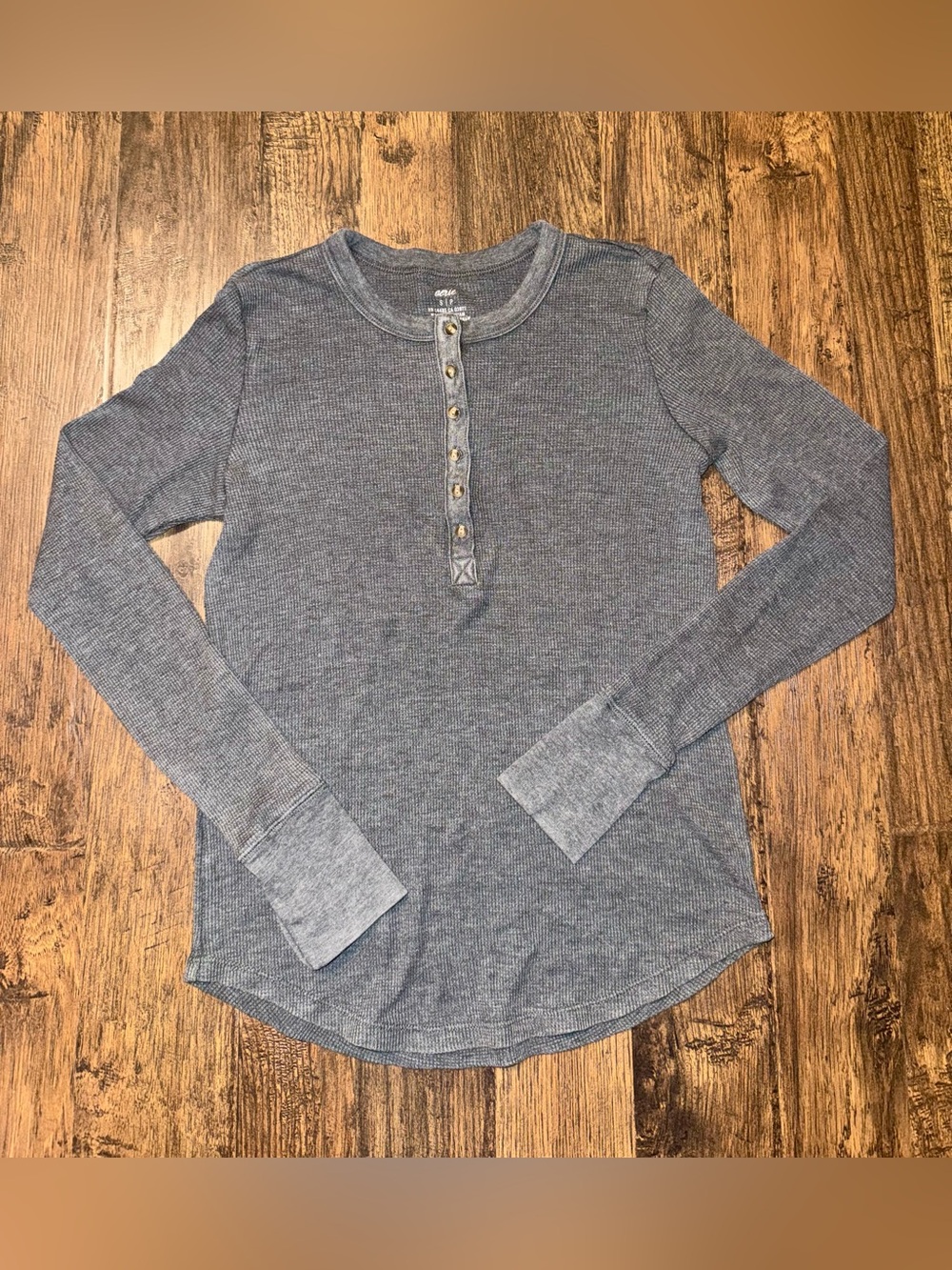 Aerie Grey Long-Sleeve Henley Thermal Top Size S